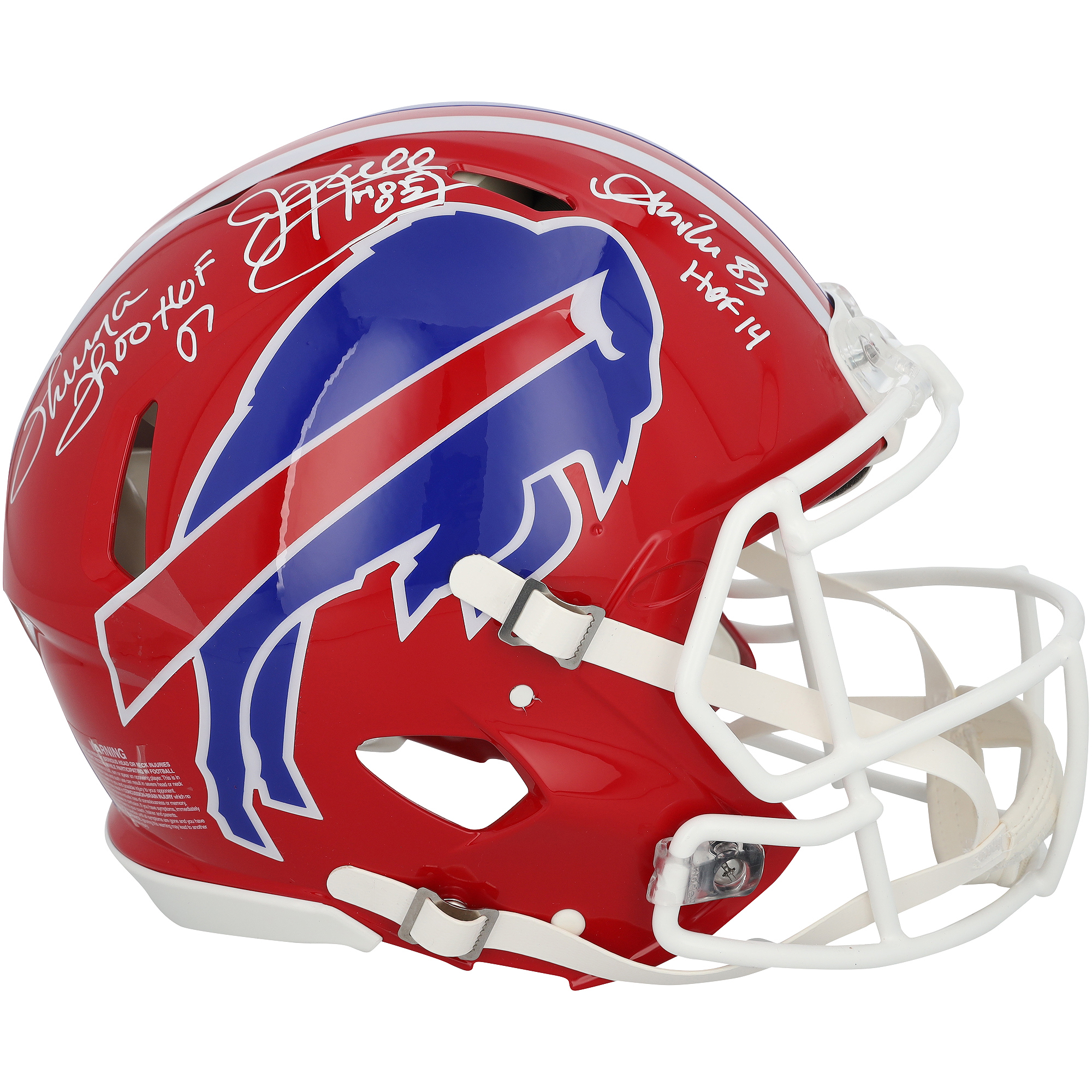 Jim Kelly, Thurman Thomas & Andre Reed Buffalo Bills Autographed Riddell 1987-2001 Throwback Speed Authentic Helmet with Multiple Inscriptions