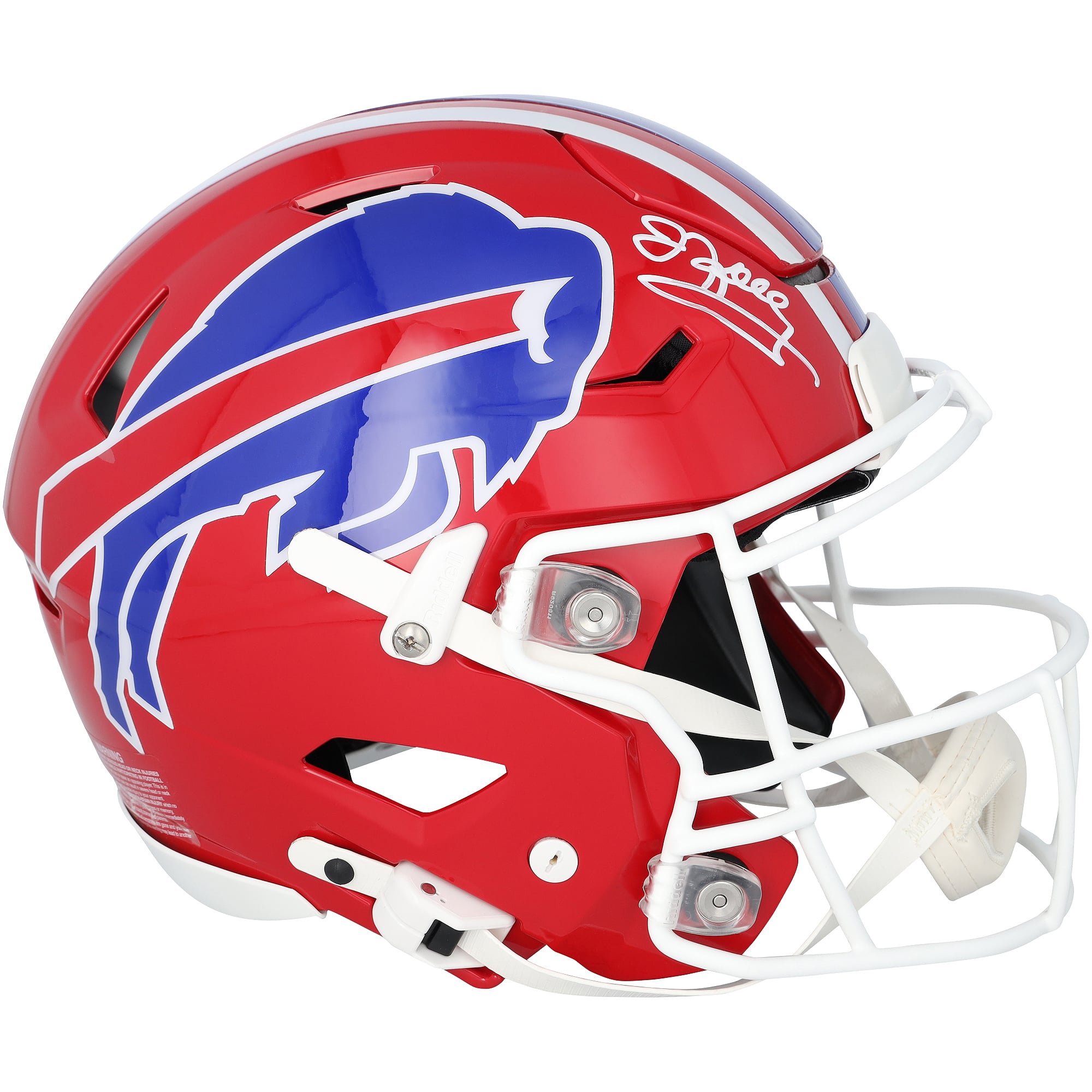 Casco autentico Riddell Speed ​​Flex Throwback di Jim Kelly dei Buffalo Bills, autografato (1987-2001).