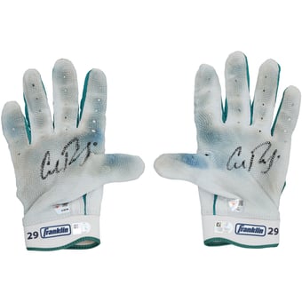 Cal Raleigh Seattle Mariners Autographed Game-Used White/Teal Franklin Batting Gloves from the 2025 MLB Season - NF70452463-64