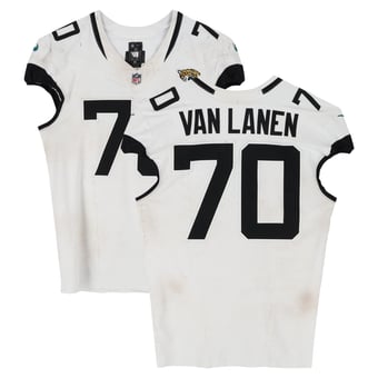 Cole Van Lanen Jacksonville Jaguars Game-Used #70 White Nike Jersey vs. Tennessee Titans on November 30, 2025
