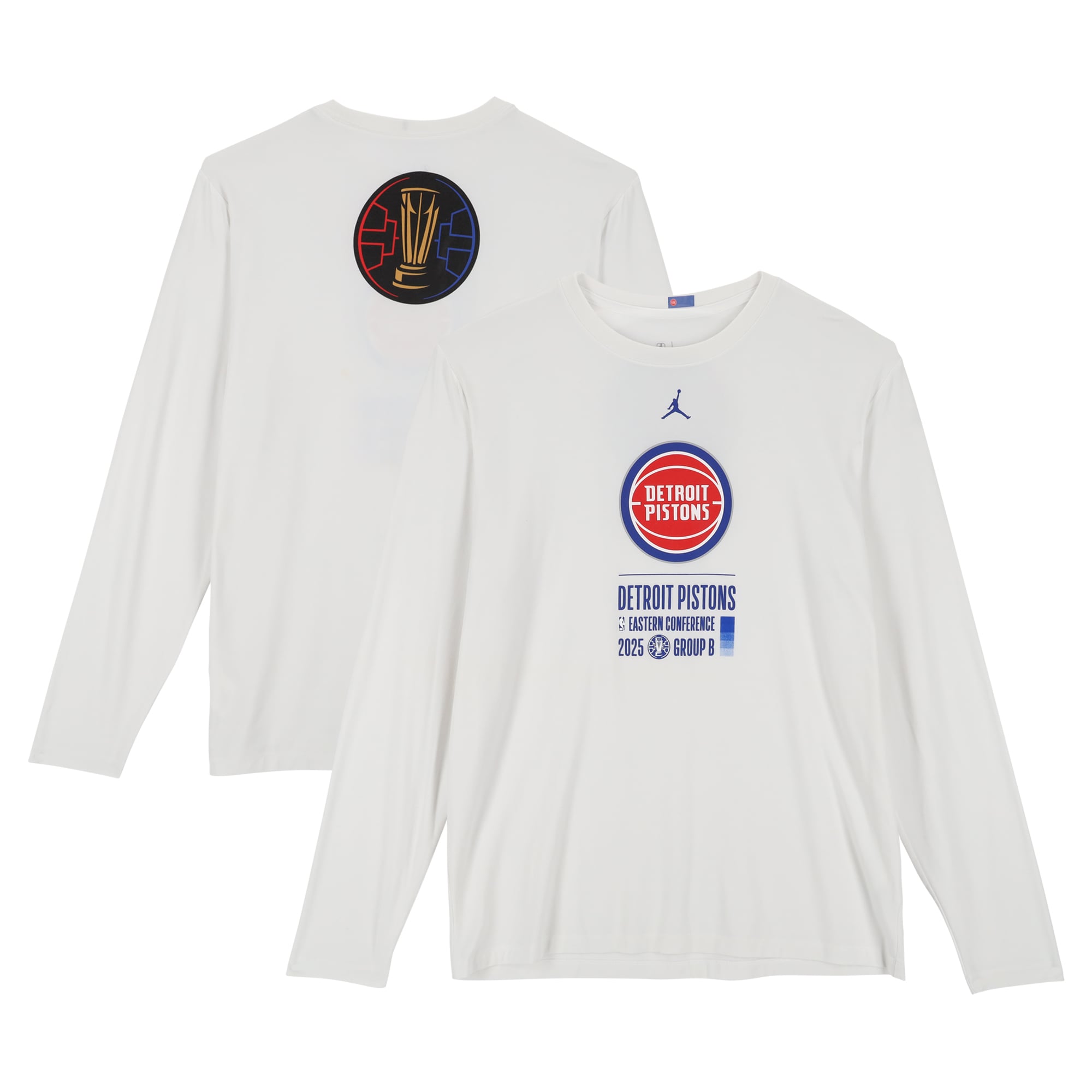 Detroit Pistons Team-Issued White Jordan Brand NBA Cup Long Sleeve T-Shirt from the 2025-26 NBA Season - Size XL