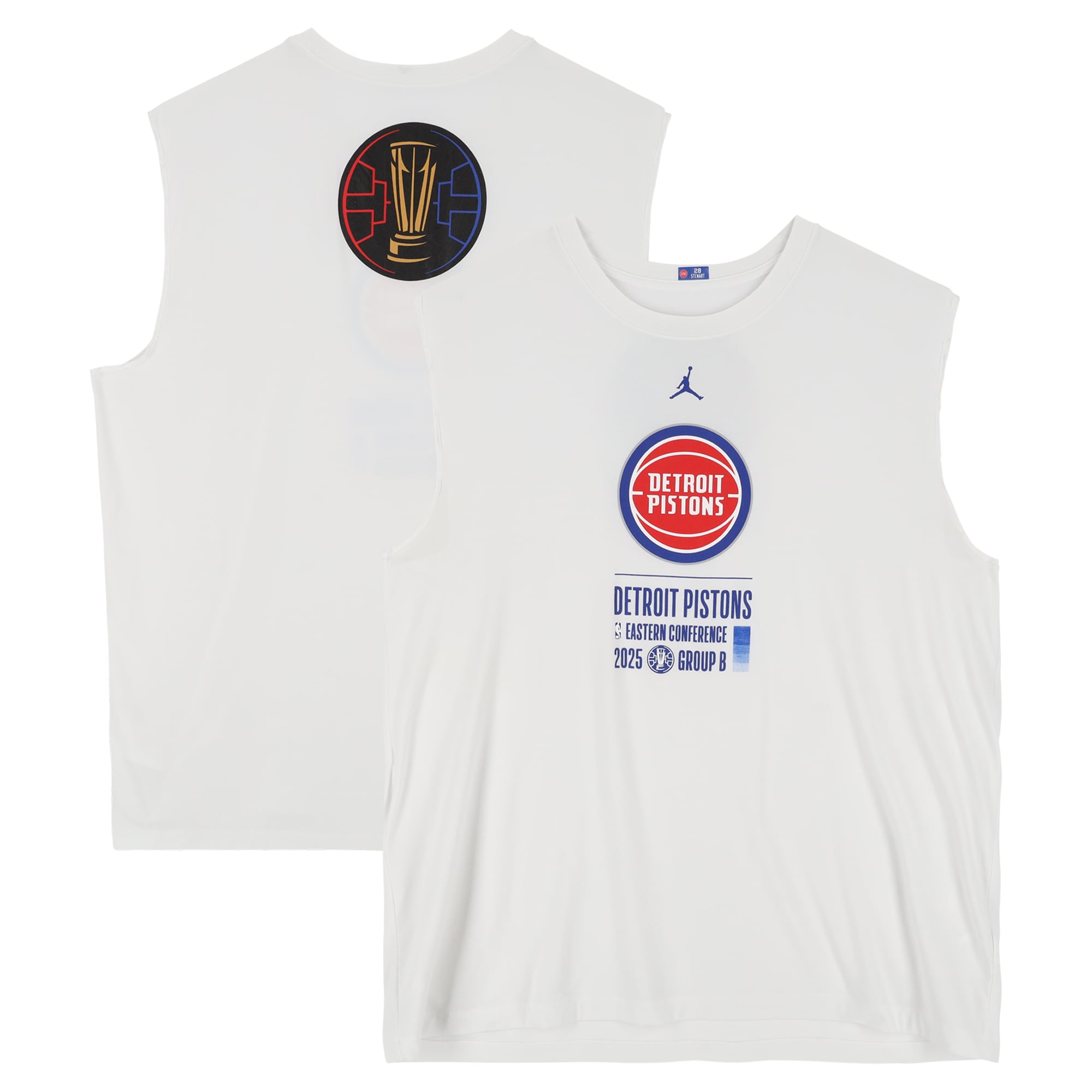Detroit Pistons Team-Issued White Jordan Brand NBA Cup Sleeveless Shirt from the 2025-26 NBA Season - Size 2XL