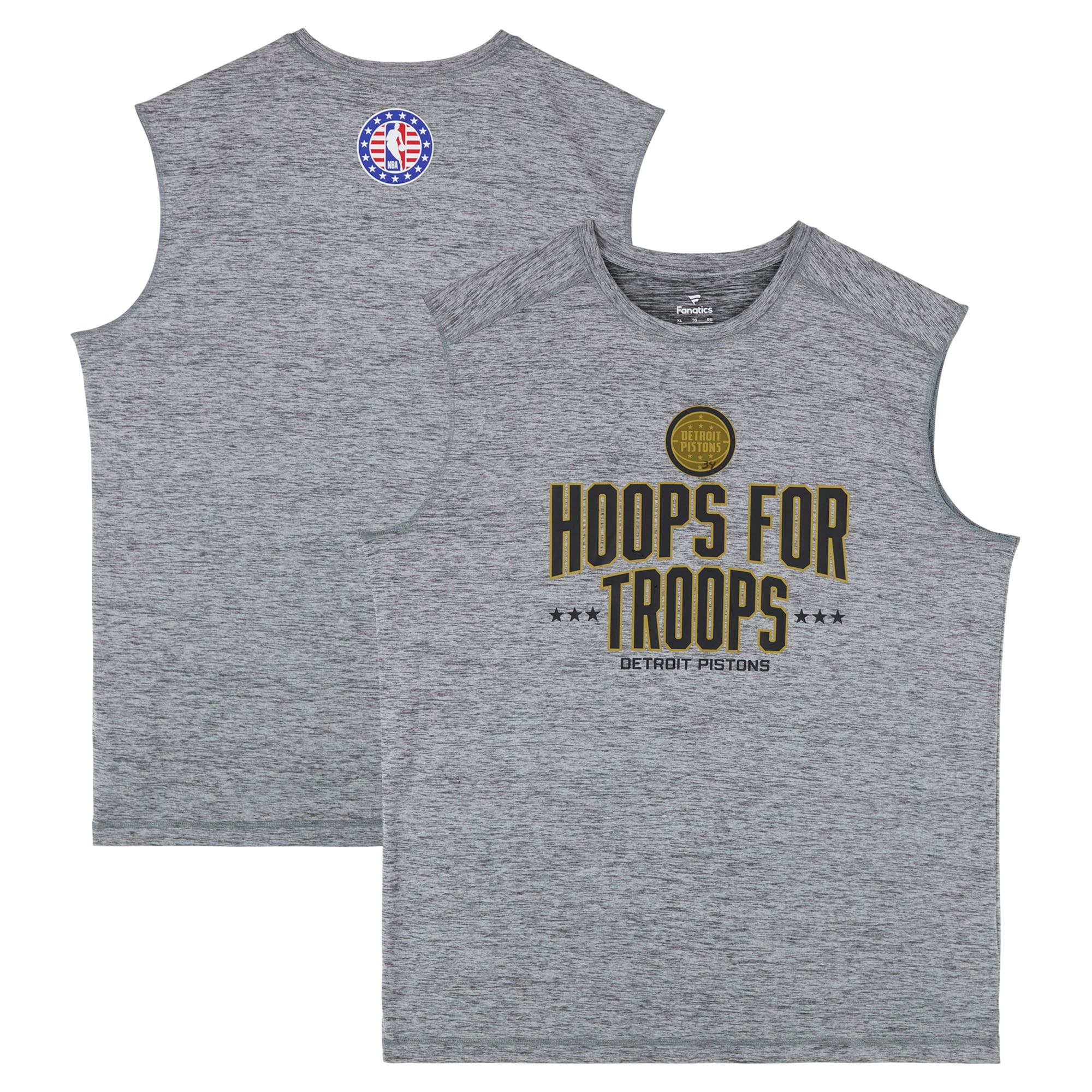 Detroit Pistons Team-Issued Gray "Hoops For Troops" Sleeveless Shirt from the 2025-26 NBA Season - Size XL