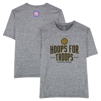 Detroit Pistons Team-Issued Gray "Hoops For Troops" T-Shirt from the 2025-26 NBA Season