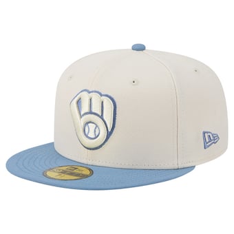 Men's New Era Cream/Light Blue Milwaukee Brewers Color Pack 59FIFTY Fitted Hat