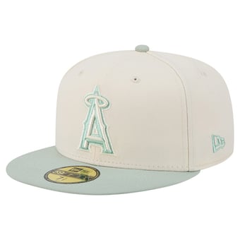 Men's New Era Cream/Green Los Angeles Angels Color Pack 59FIFTY Fitted Hat