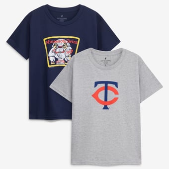Youth Soft as a Grape  Navy/Heather Gray Minnesota Twins  Cooperstown 2-Pack T-Shirt Set