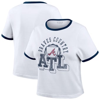 Women's WEAR by Erin Andrews  White Atlanta Braves Ringer Baby T-Shirt