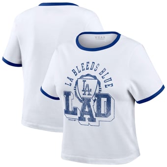 Women's WEAR by Erin Andrews  White Los Angeles Dodgers Ringer Baby T-Shirt