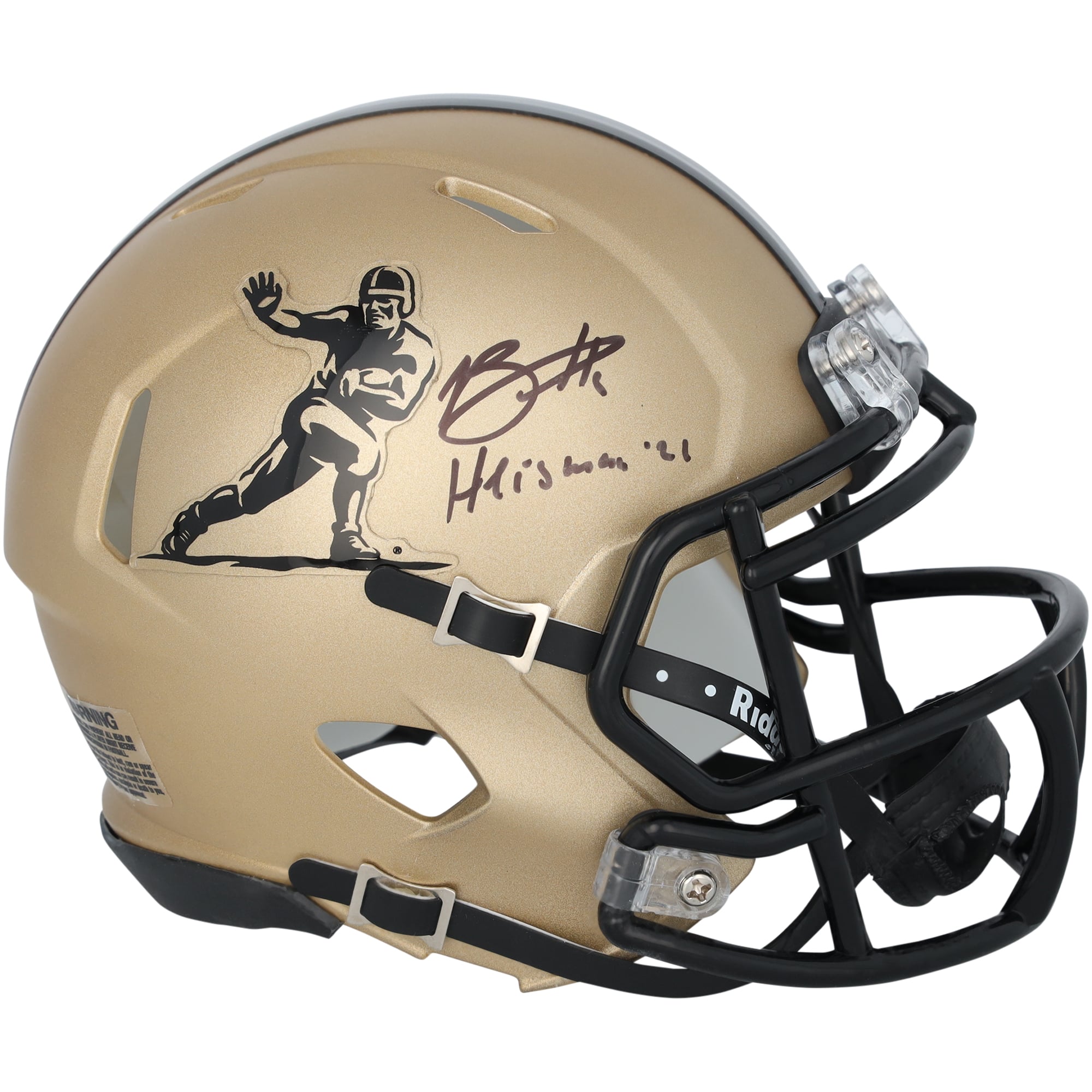 Bryce Young Alabama Crimson Tide Autographed Riddell Gold Heisman Speed Mini Helmet with "Heisman 21" Inscription