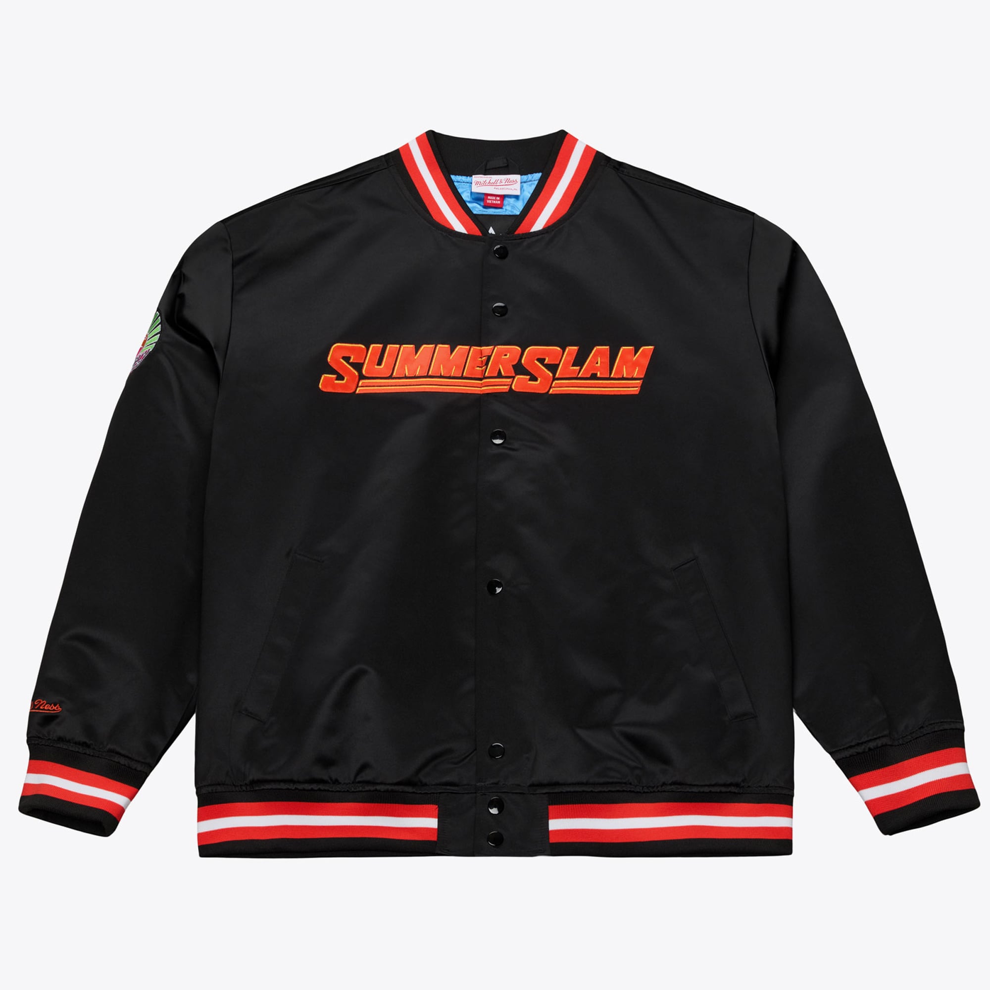 Men's Mitchell & Ness Black SummerSlam 2026 Lightweight Full-Snap Satin Jacket