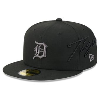 Men's New Era Black Detroit Tigers Side Script 59FIFTY Fitted Hat