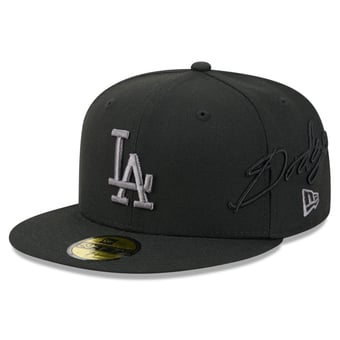 Men's New Era Black Los Angeles Dodgers Side Script 59FIFTY Fitted Hat