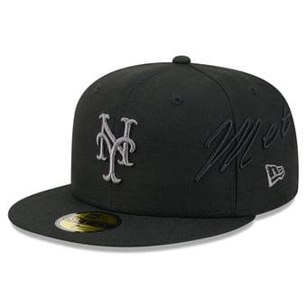Men's New Era Black New York Mets Side Script 59FIFTY Fitted Hat
