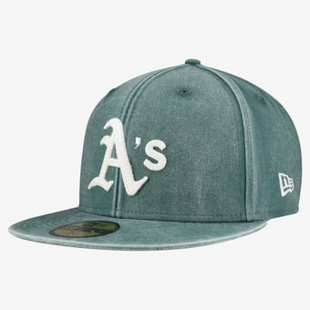 Men's New Era  Green Athletics Washed 59FIFTY Fitted Hat