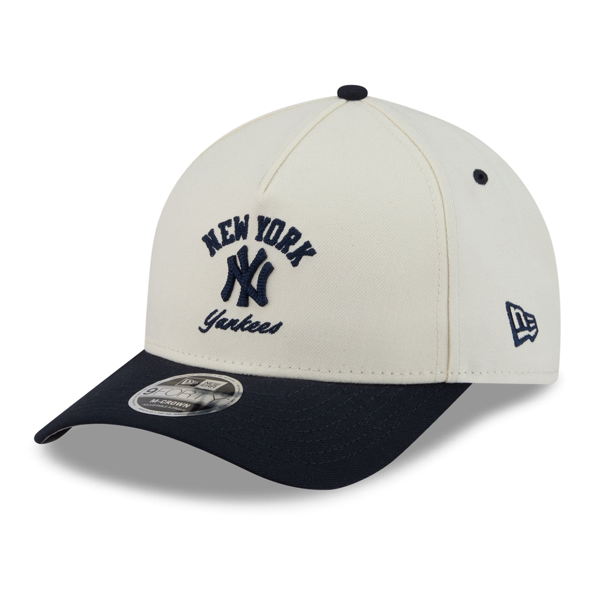 Men's New Era Natural/Navy New York Yankees Arch 9FORTY A-Frame M-Crown Adjustable Hat