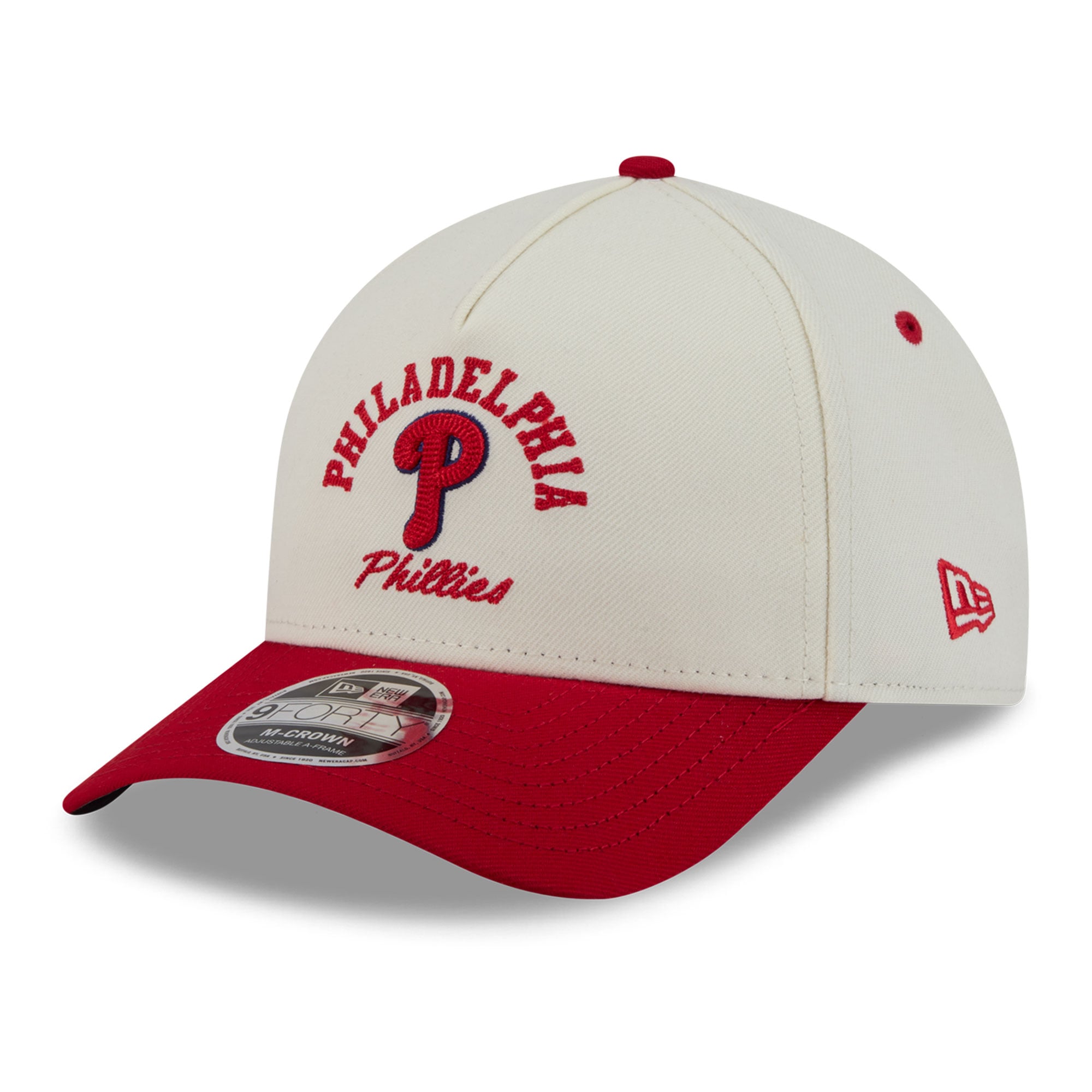 Men's New Era Natural/Red Philadelphia Phillies Arch 9FORTY A-Frame M-Crown Adjustable Hat