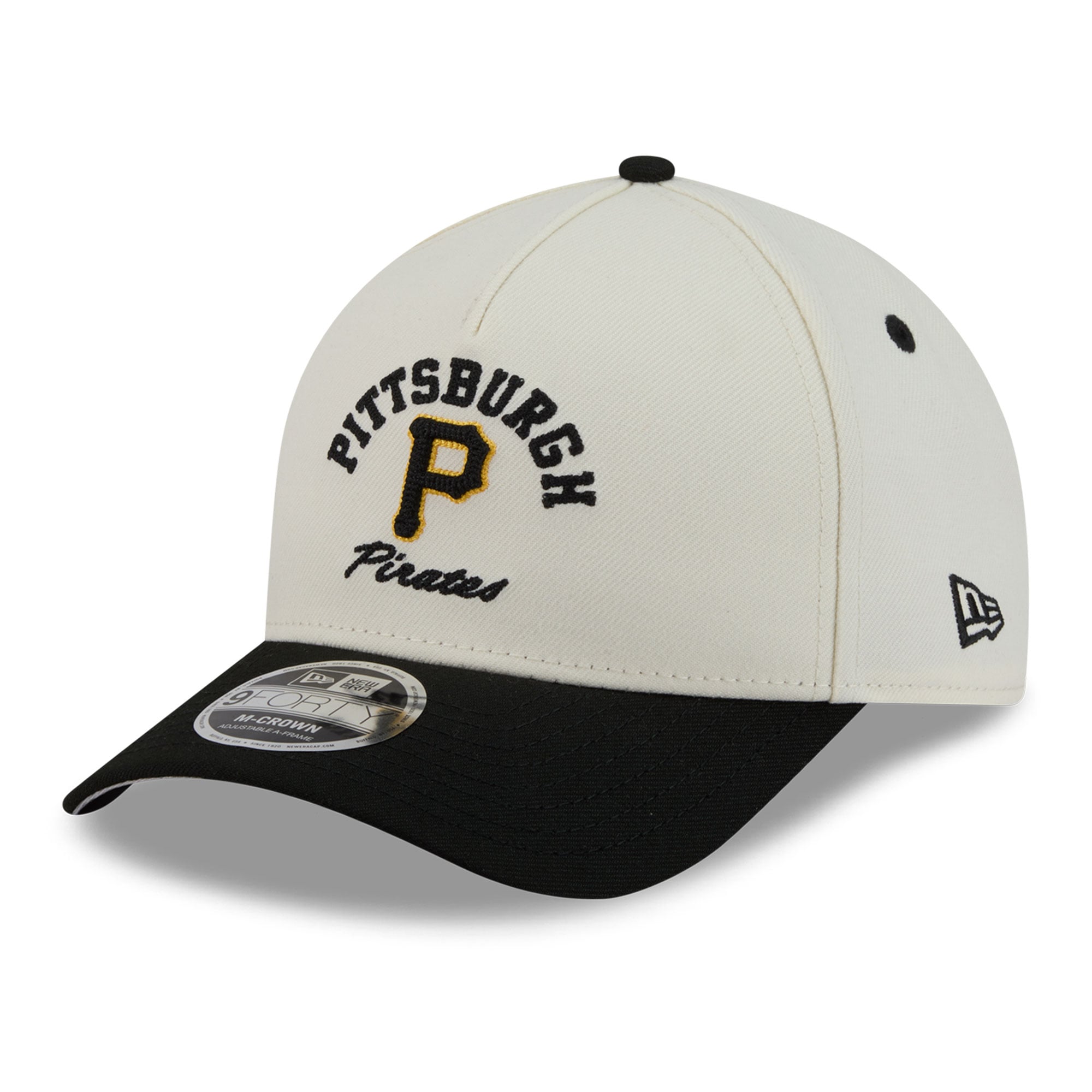Men's New Era Natural/Black Pittsburgh Pirates Arch 9FORTY A-Frame M-Crown Adjustable Hat