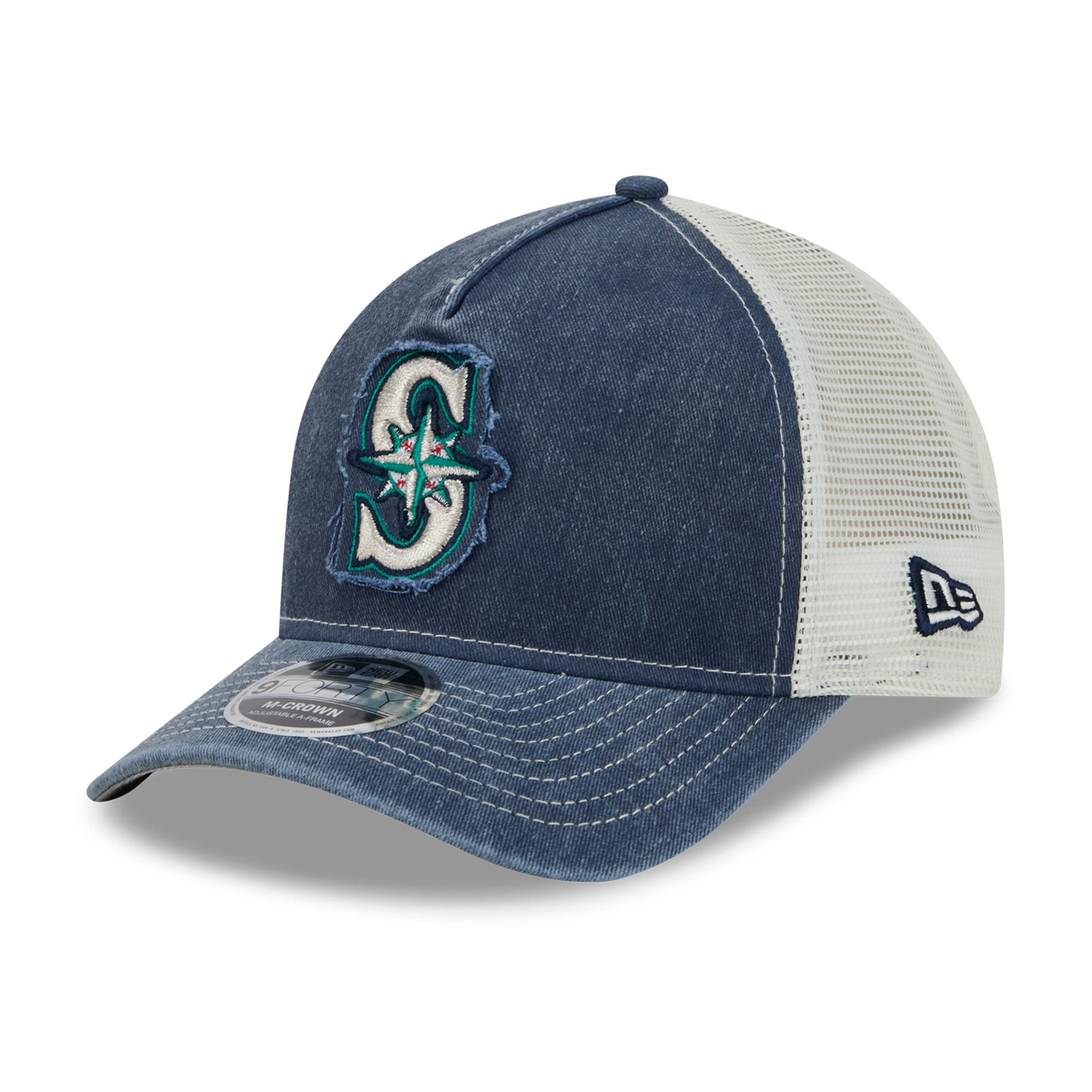 Men's New Era  Navy Seattle Mariners Fan 9FORTY A-Frame Trucker Adjustable Hat