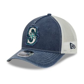 Men's New Era  Navy Seattle Mariners Fan 9FORTY A-Frame Trucker Adjustable Hat