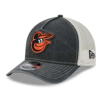 Men's New Era  Black Baltimore Orioles Fan 9FORTY A-Frame Trucker Adjustable Hat