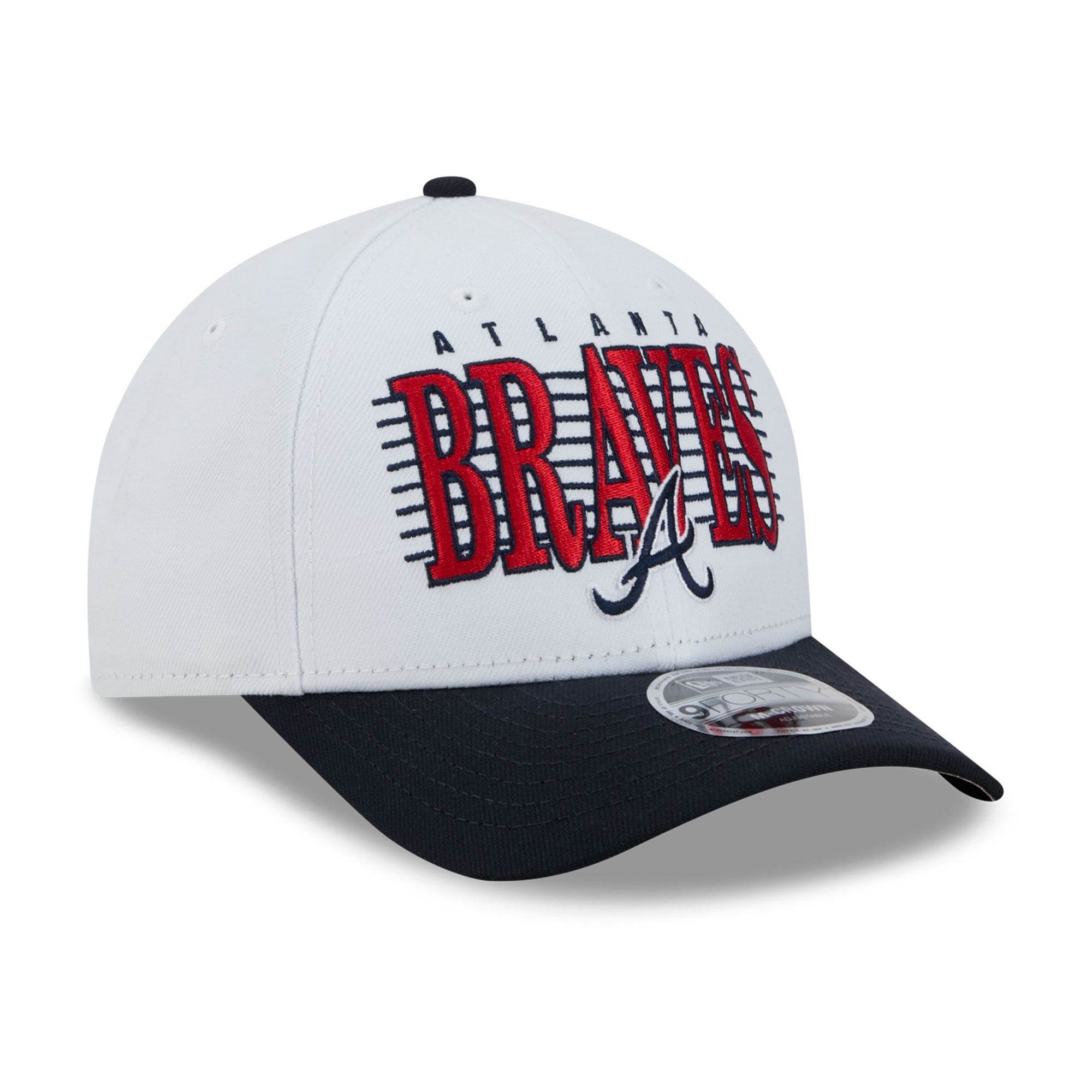 Men's New Era White/Navy Atlanta Braves Loyal 9FORTY M-Crown Adjustable Hat