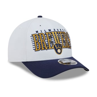 Men's New Era White/Navy Milwaukee Brewers Loyal 9FORTY M-Crown Adjustable Hat
