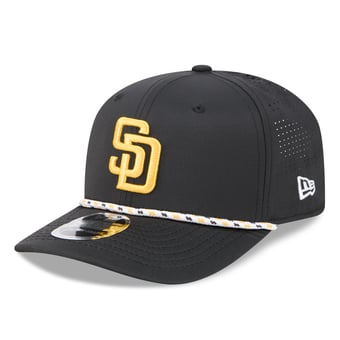 Men's New Era  Black San Diego Padres Vented 9SEVENTY Rope Adjustable Hat