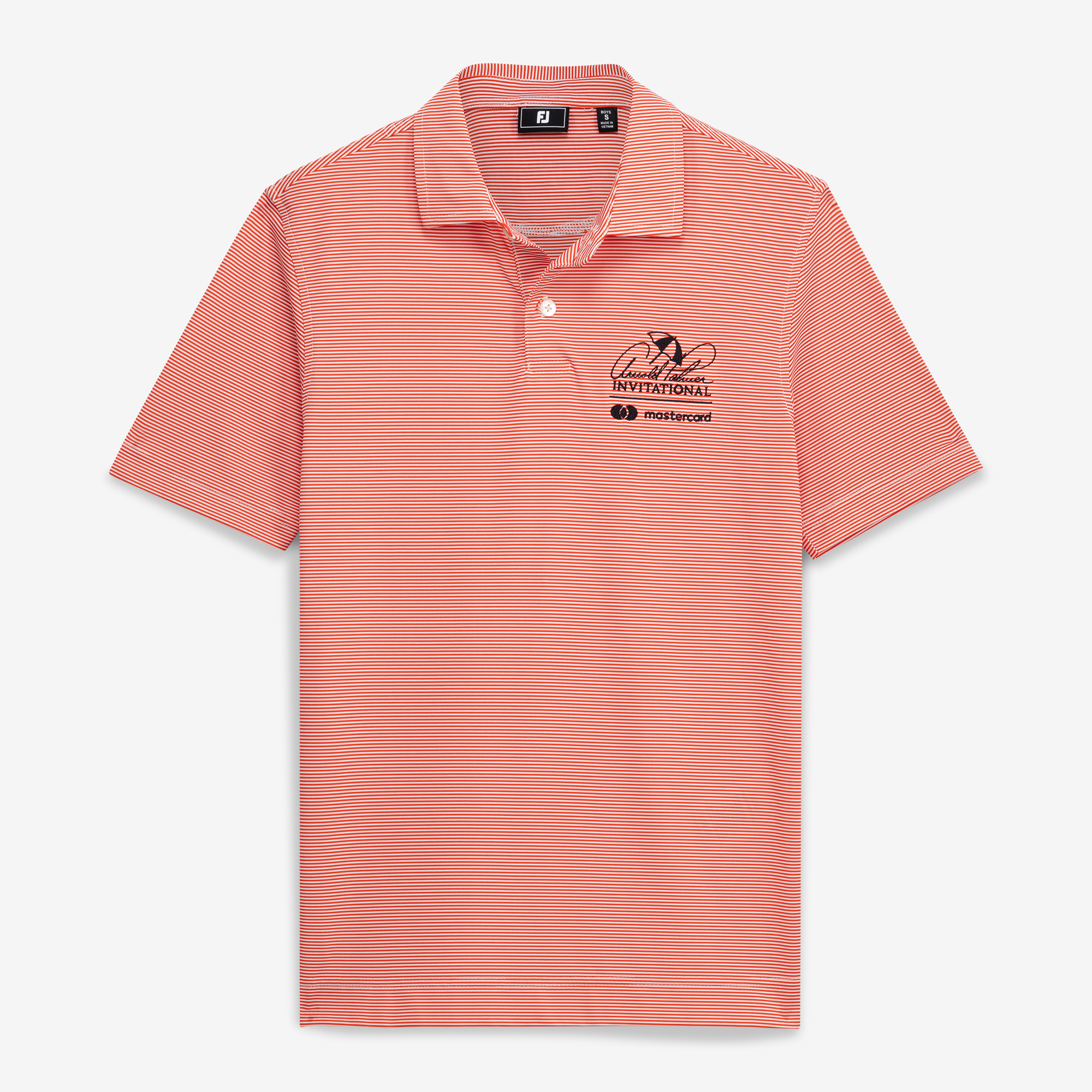 Youth FootJoy Red Arnold Palmer Invitational Micro Feeder Stripe Lisle Polo