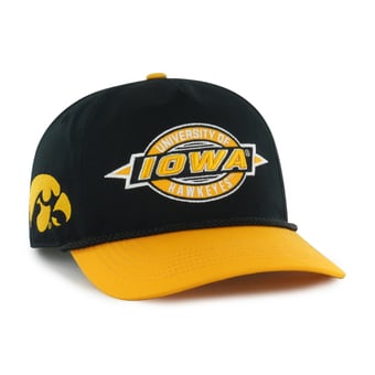 Youth '47  Black Iowa Hawkeyes Frame Out Hitch Rope Adjustable Hat