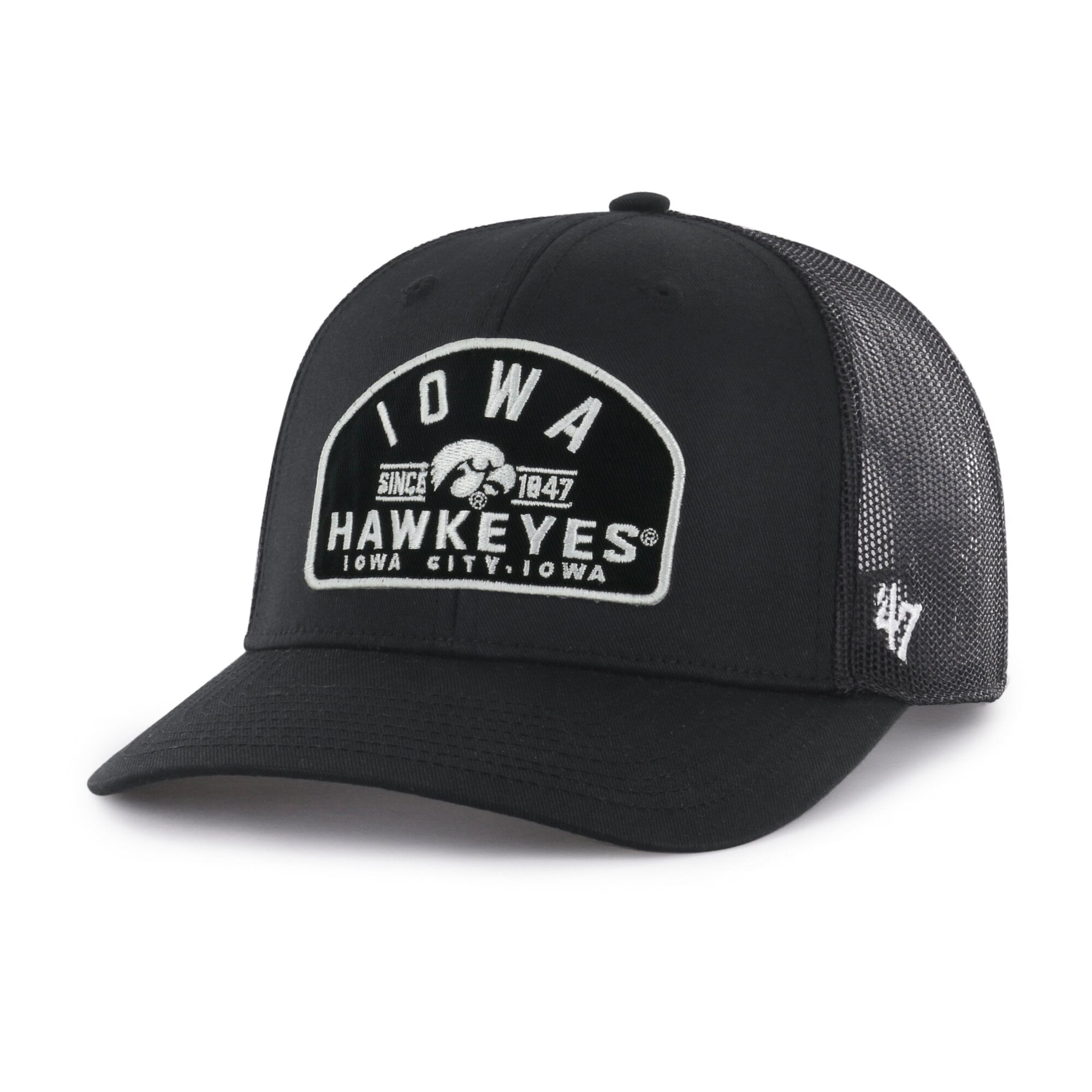 Men's '47  Black Iowa Hawkeyes Leland Trucker Adjustable Hat