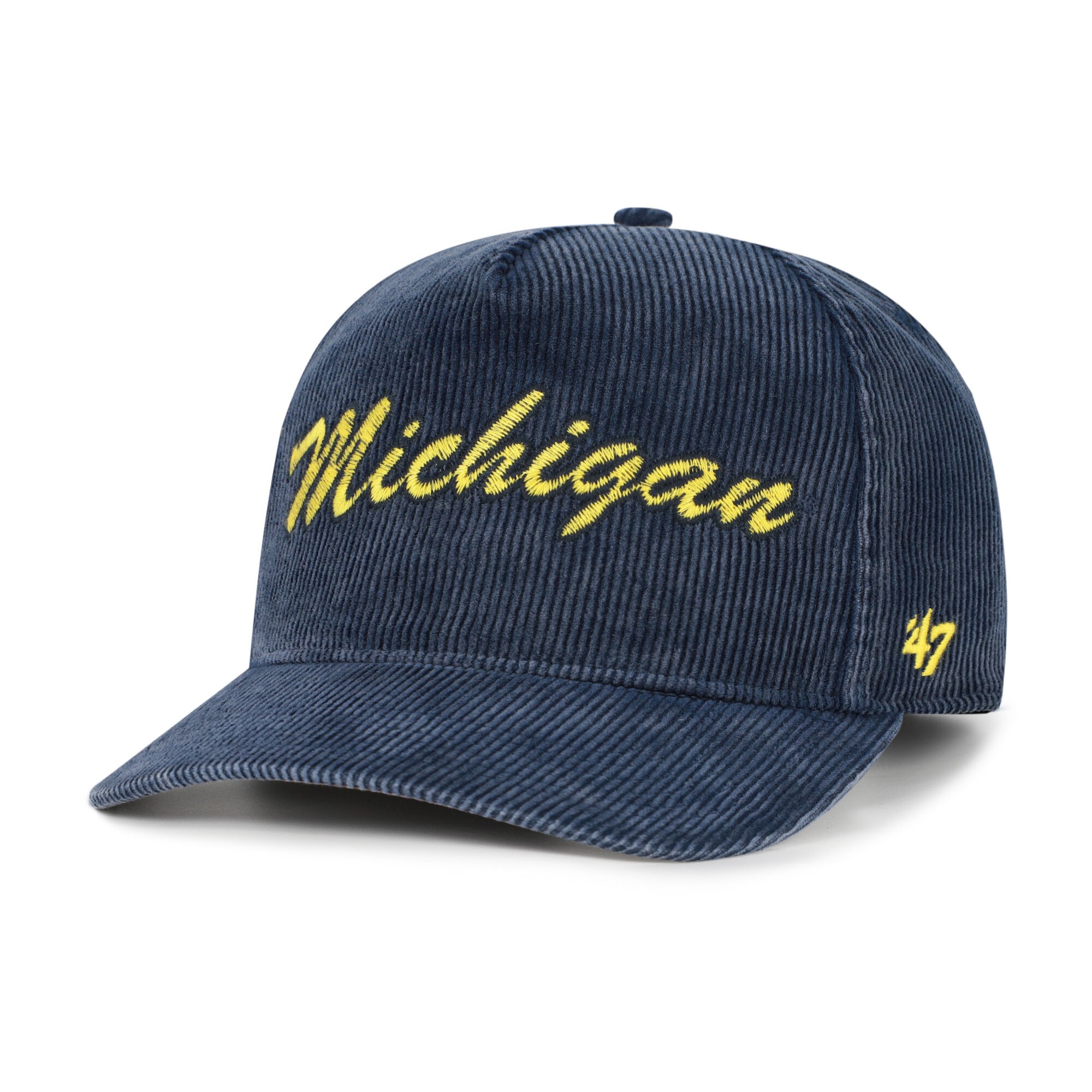 Men's '47  Navy Michigan Wolverines Reclaim Snow Wash Corduroy Hitch Adjustable Hat