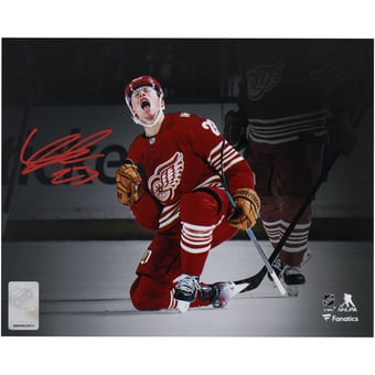 Lucas Raymond Detroit Red Wings Autographed 8" x 10" 100th Goal Celebration Spotlight Photograph