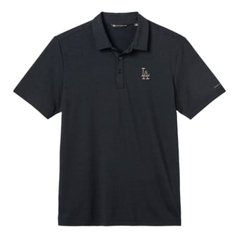 Men's TravisMathew  Heather Black Los Angeles Dodgers Game Day Tri-Blend Polo