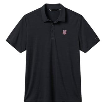 Men's TravisMathew  Heather Black New York Mets Game Day Tri-Blend Polo