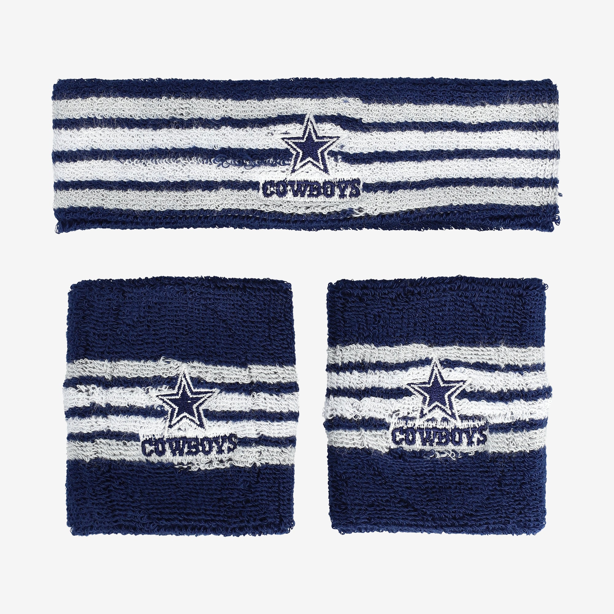 Youth For Bare Feet Navy/White Dallas Cowboys Three-Pack Headband & Wristband Set