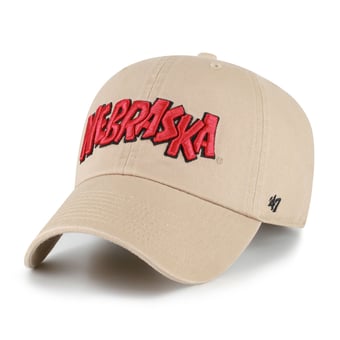 Unisex '47  Nebraska Huskers Khaki Vault Clean Up Adjustable Hat
