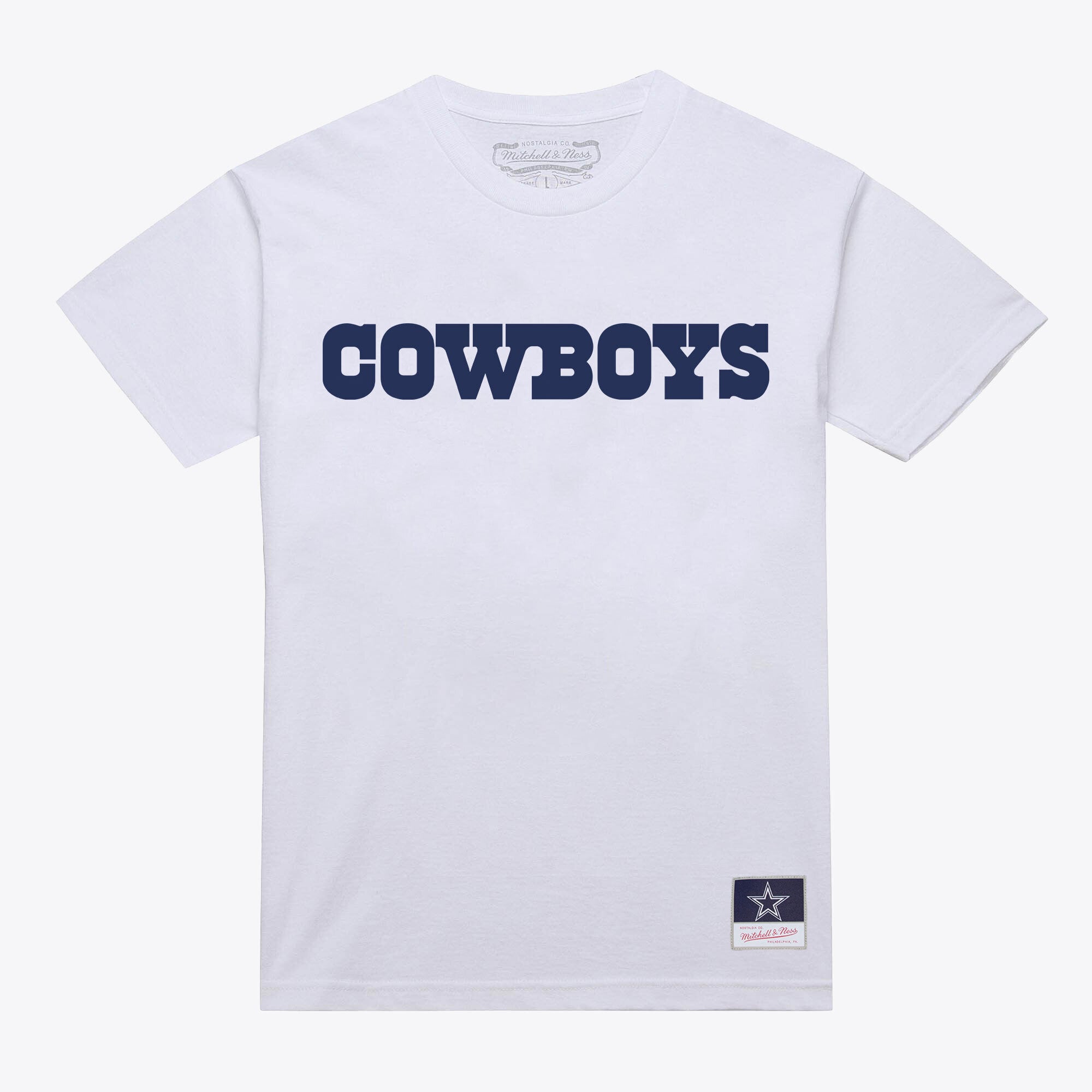 Men's Mitchell & Ness  White Dallas Cowboys Monochrome Wordmark T-Shirt