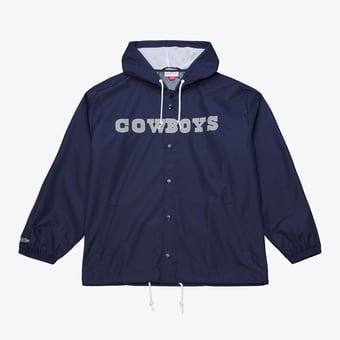 Men's Mitchell & Ness  Navy Dallas Cowboys Full-Snap Hooded Coaches Jacket