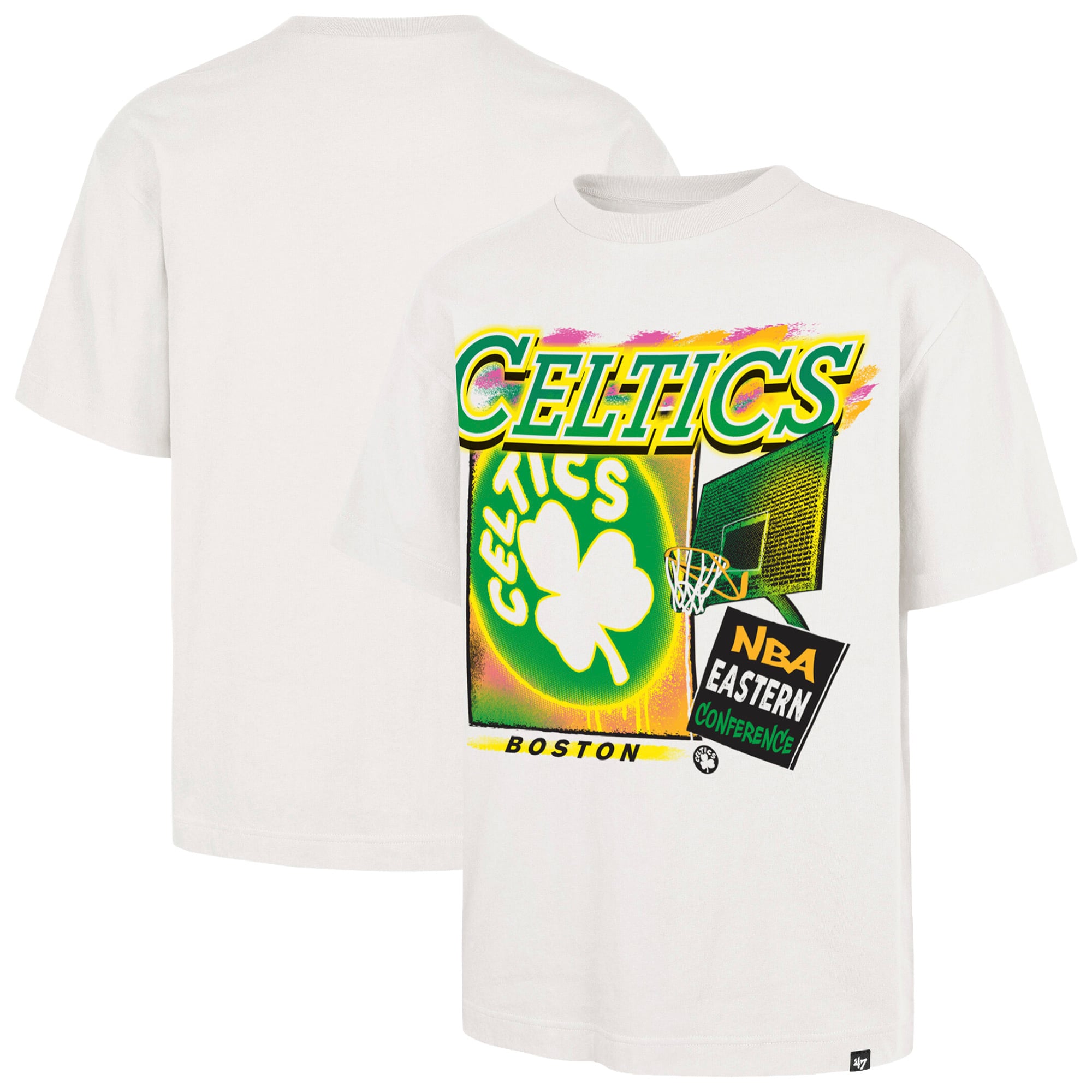 Men's '47  Cream Boston Celtics City Paint Reed Foundation T-Shirt