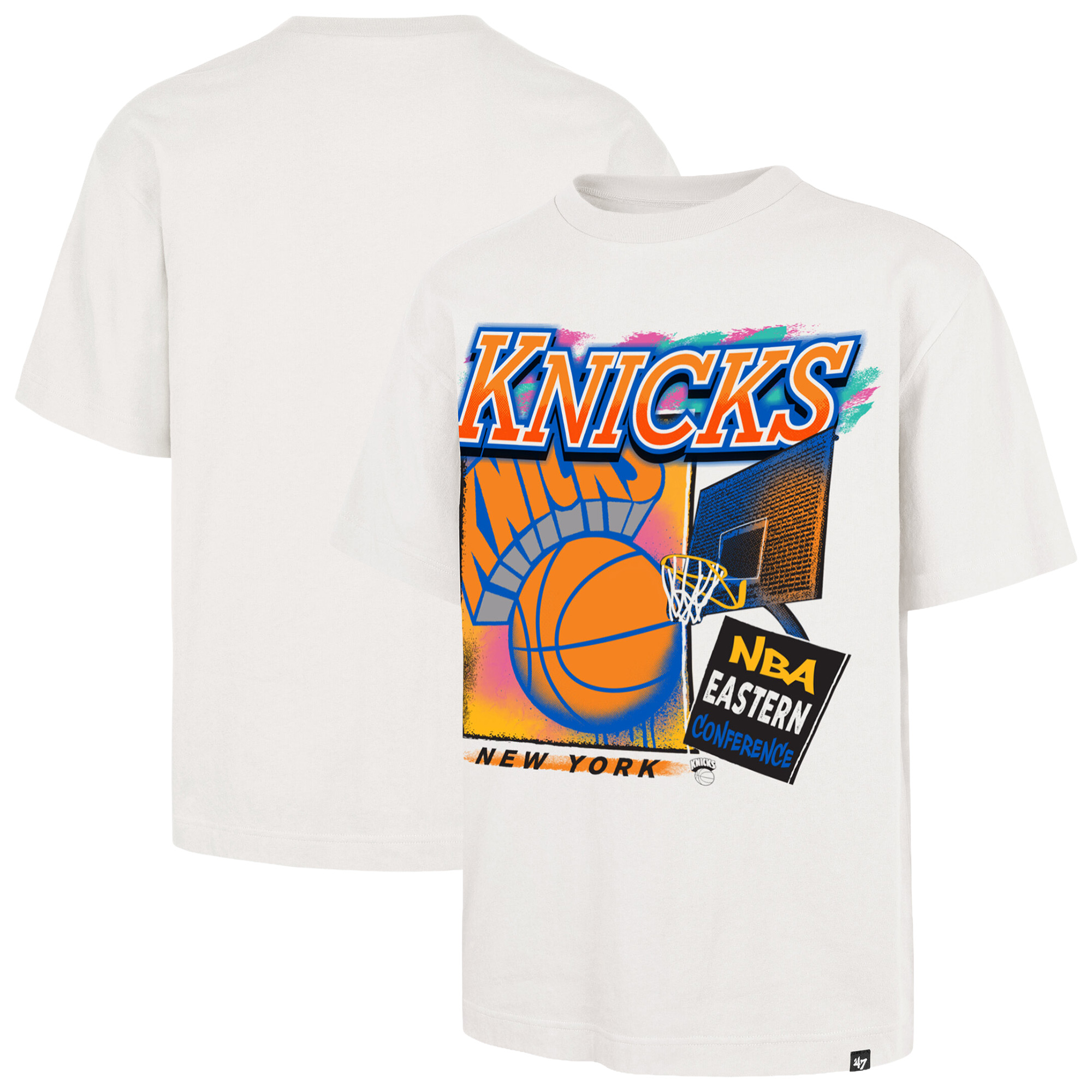 '47 Brand Men's Cream New York Knicks City Paint Reed Foundation T-Shirt - Cream