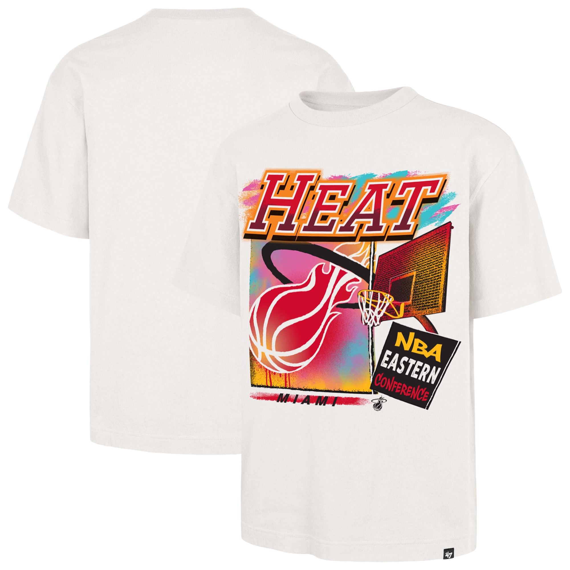 Men's '47 Cream Miami Heat City Paint Reed Foundation T-Shirt