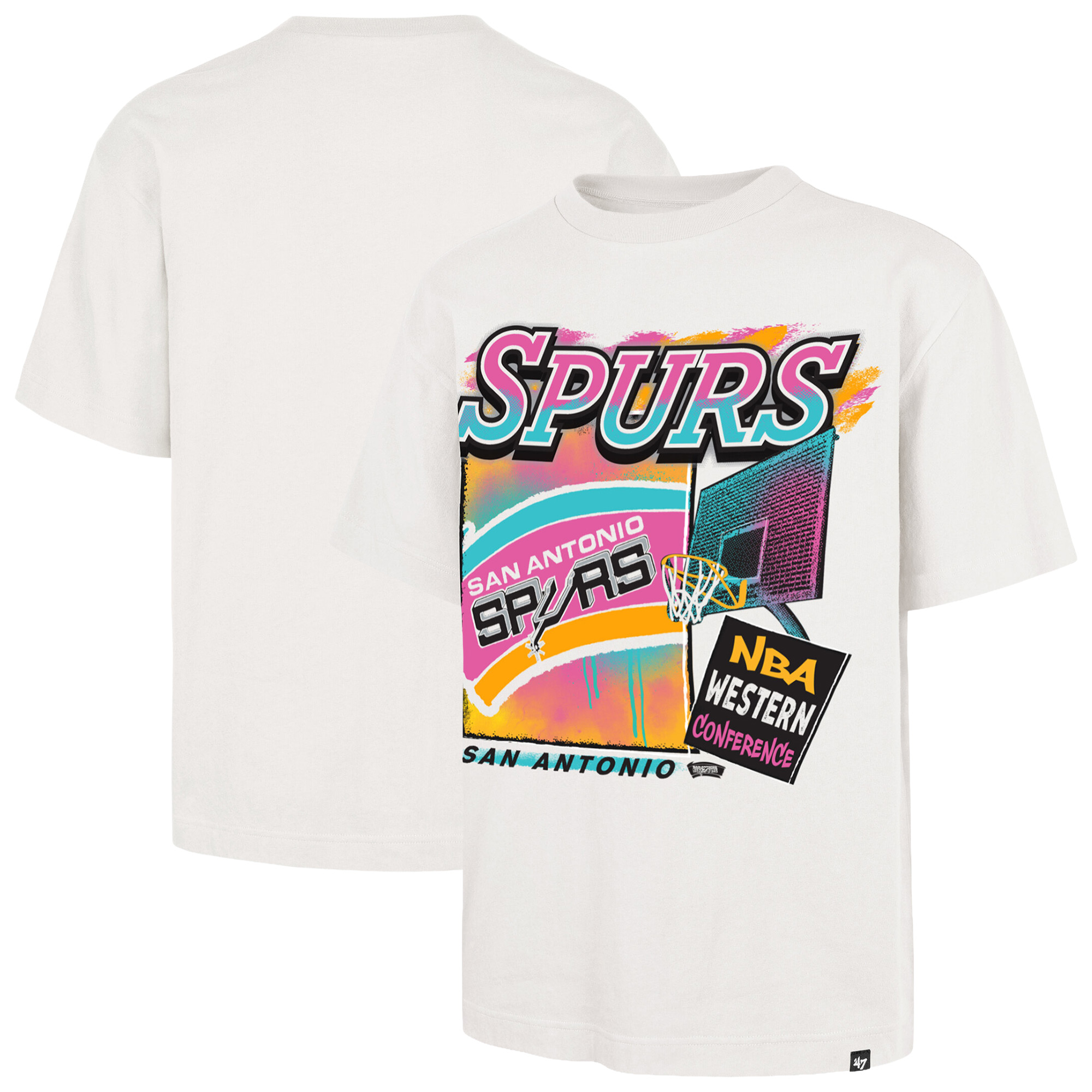 Men's '47 Cream San Antonio Spurs City Paint Reed Foundation T-Shirt