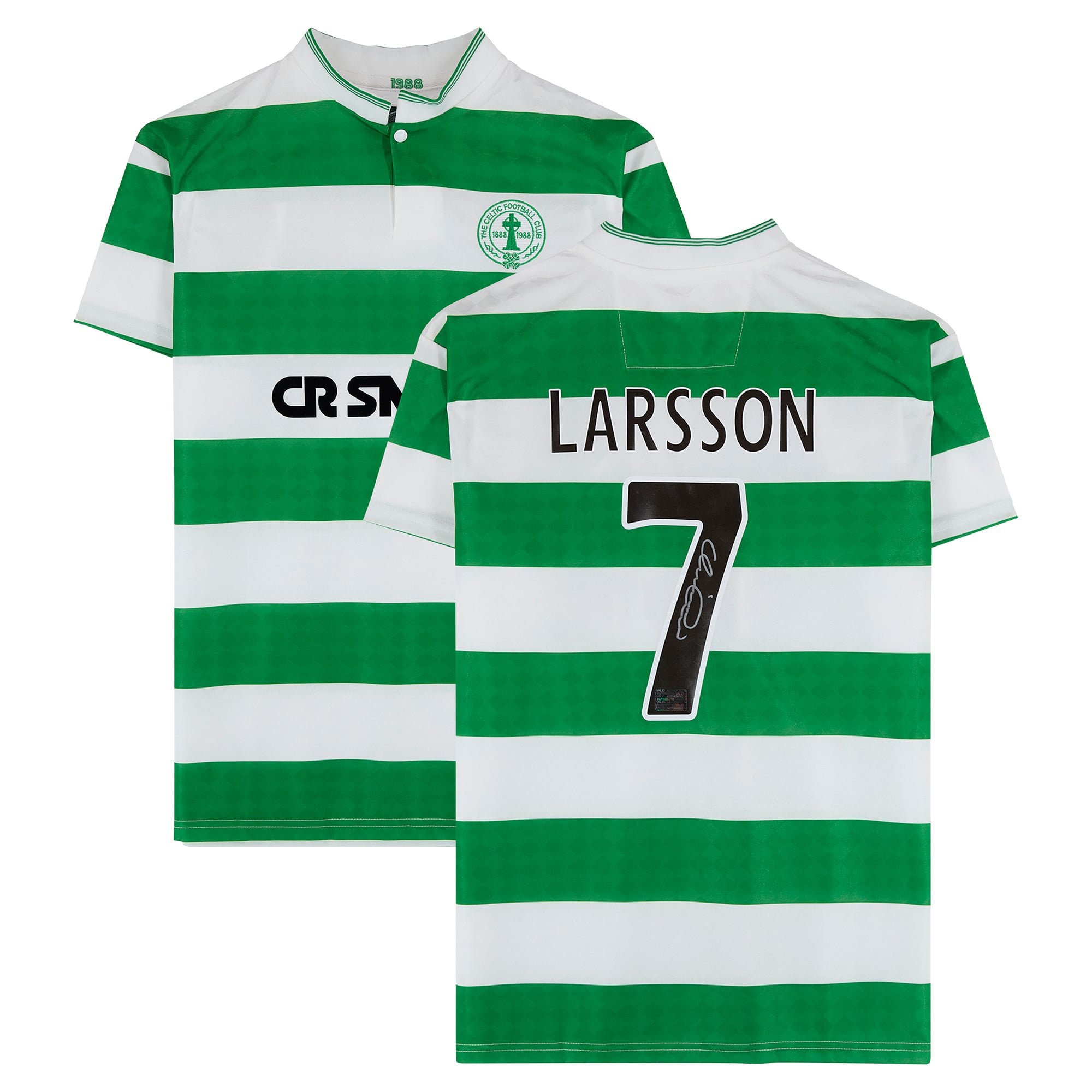 Henrik Larsson Celtic Autographed Retro Green/White Home Jersey  - Icons