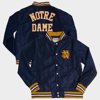 Men's Homefield  Navy Notre Dame Fighting Irish Arched Type Full-Snap Bomber Jacket