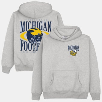 Men's Homefield  Heather Gray Michigan Wolverines Football Heavyweight Hoodie