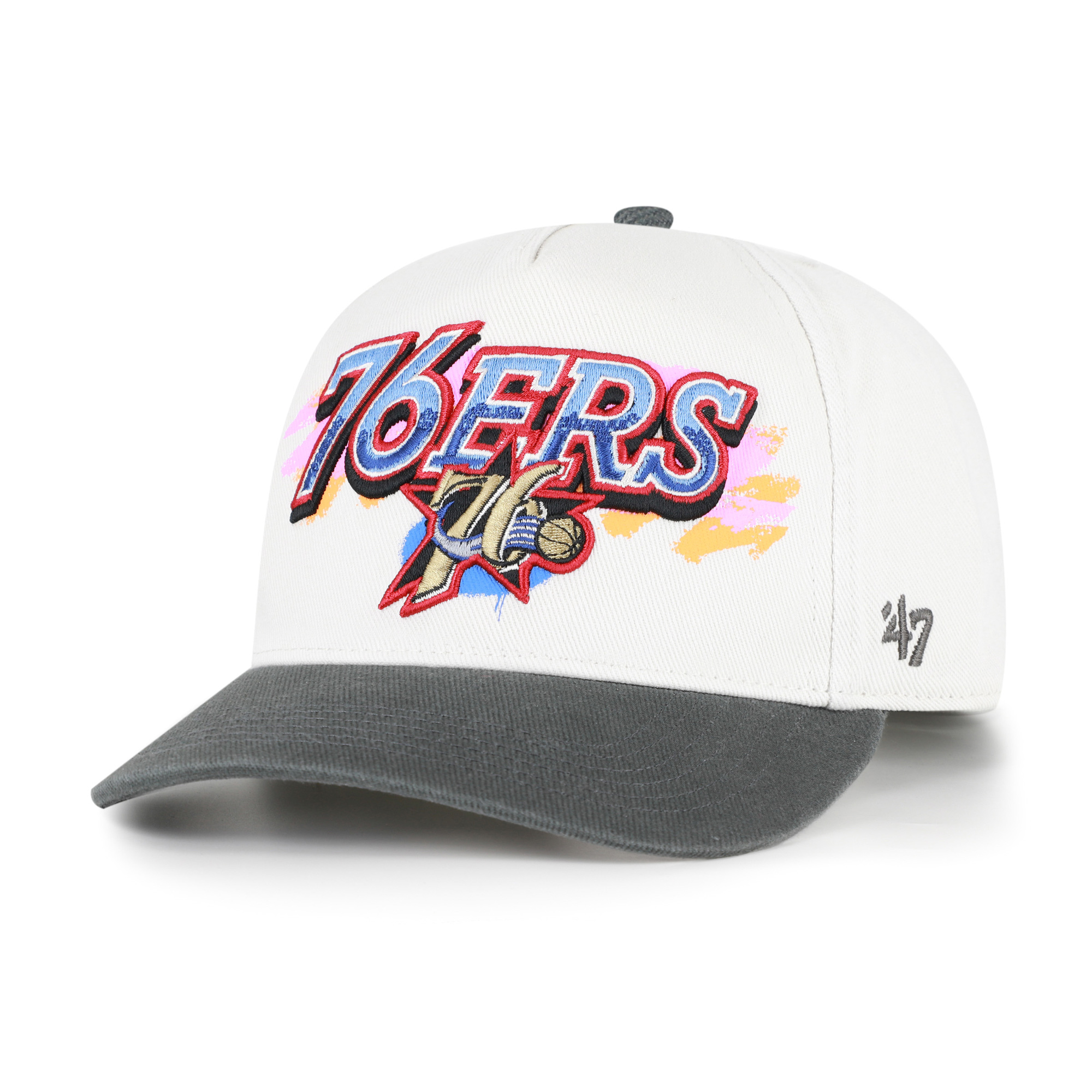 Men's '47  Cream Philadelphia 76ers City Paint Hitch Adjustable Hat