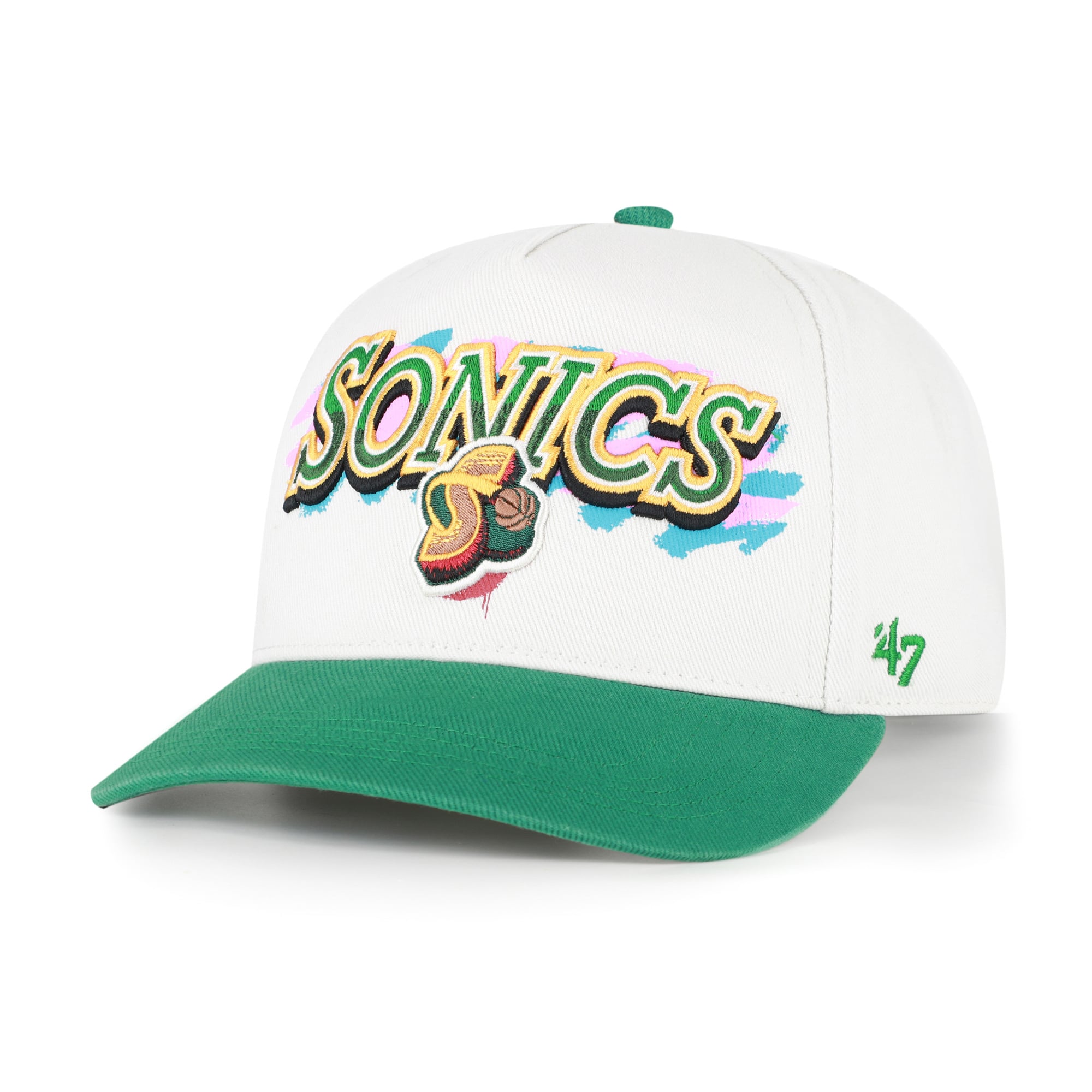 Men's '47  Cream/Green Seattle SuperSonics City Paint Hitch Adjustable Hat