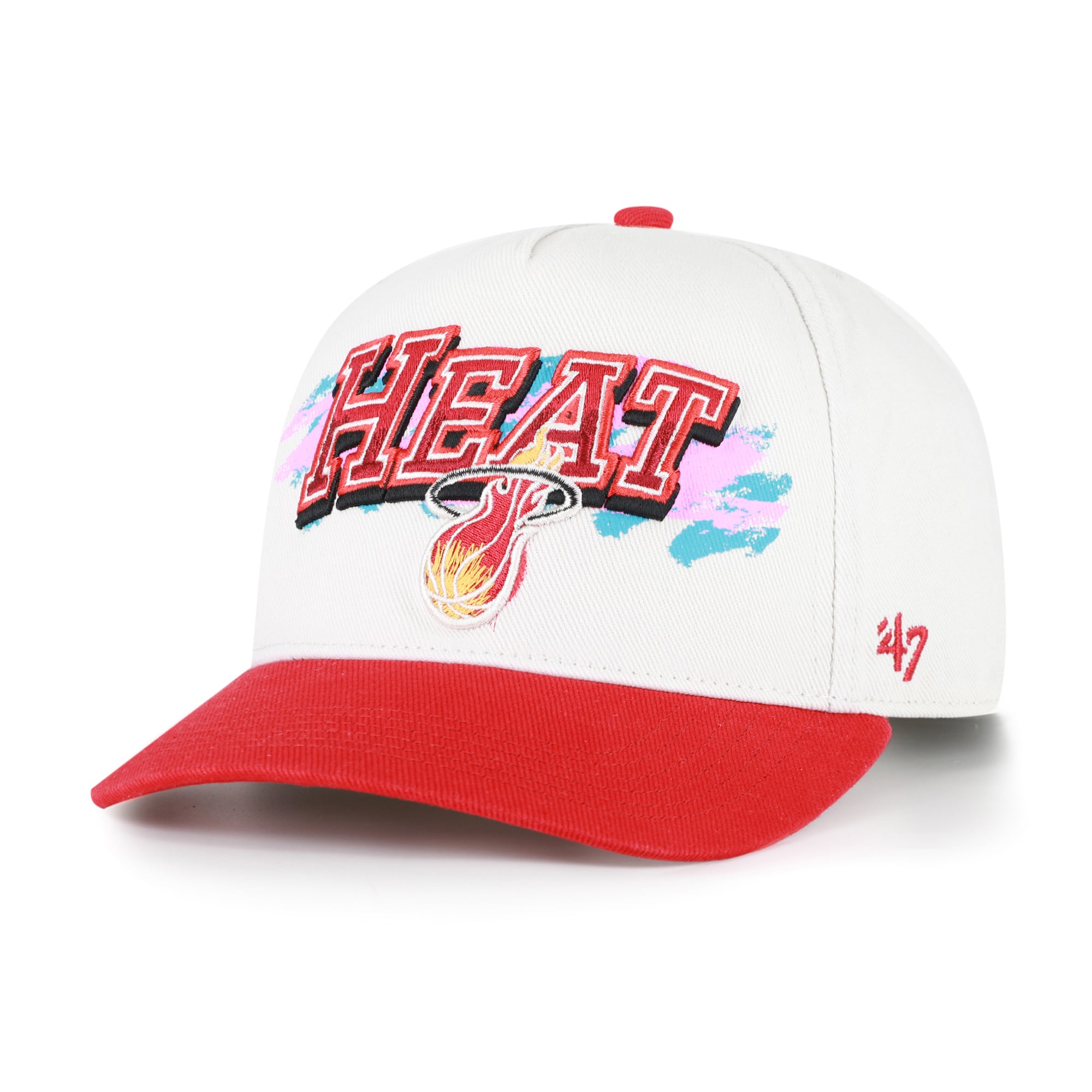 Men's '47  Cream/Red Miami Heat City Paint Hitch Adjustable Hat