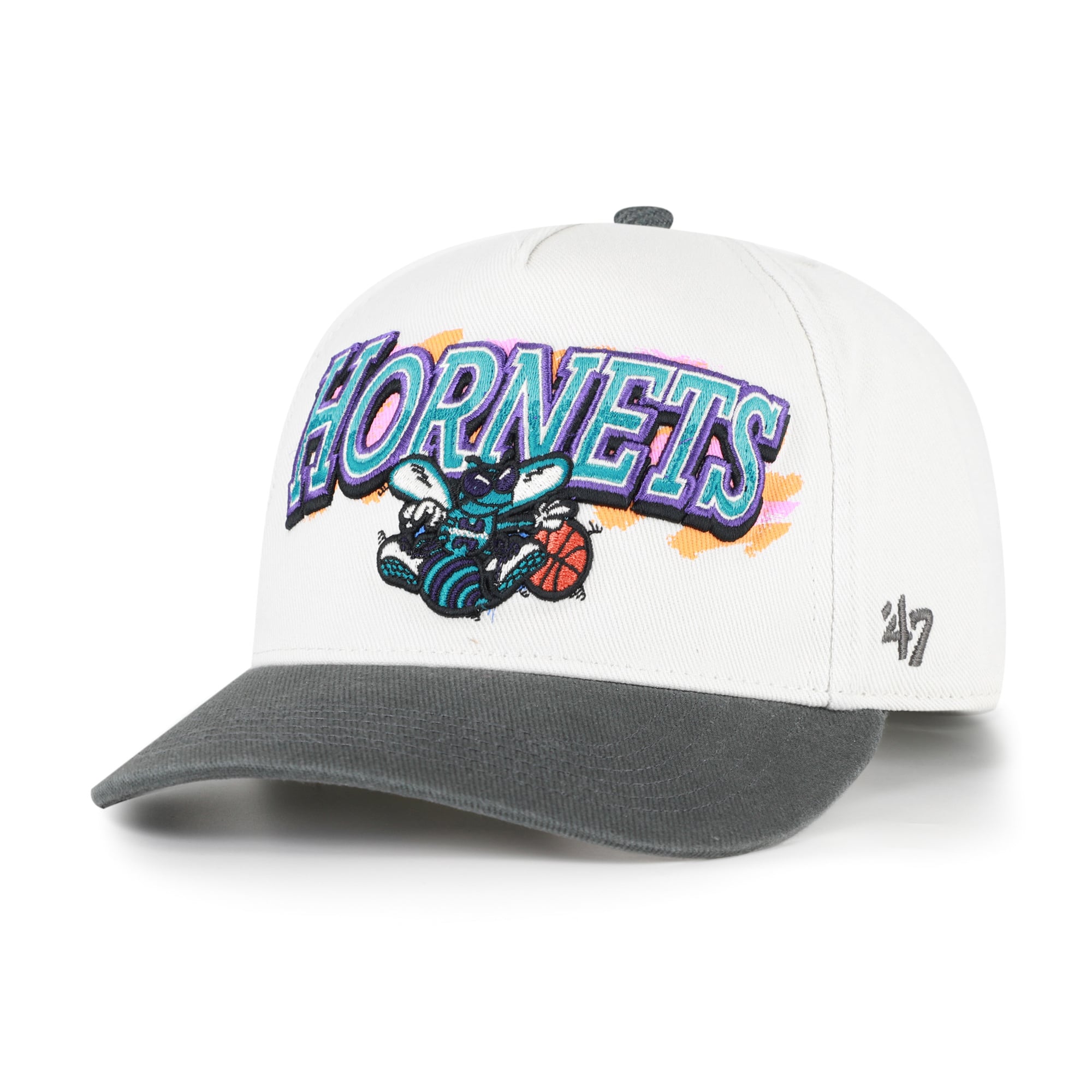 Men's '47  Cream/Black Charlotte Hornets City Paint Hitch Adjustable Hat